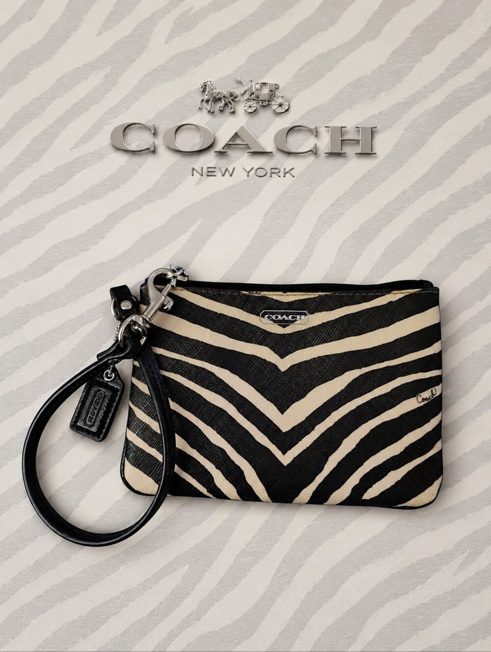 Coach Zebra Wristlet